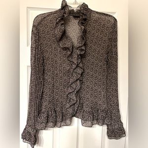 Tribal Long Sleeve Ruffled Blouse- Sz 12